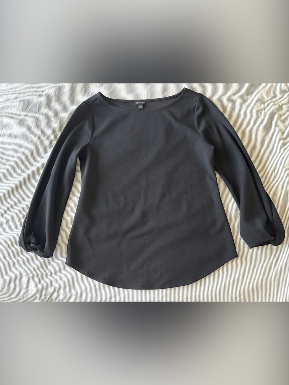 Ann Taylor Black Boatneck Long Sleeve Blouse